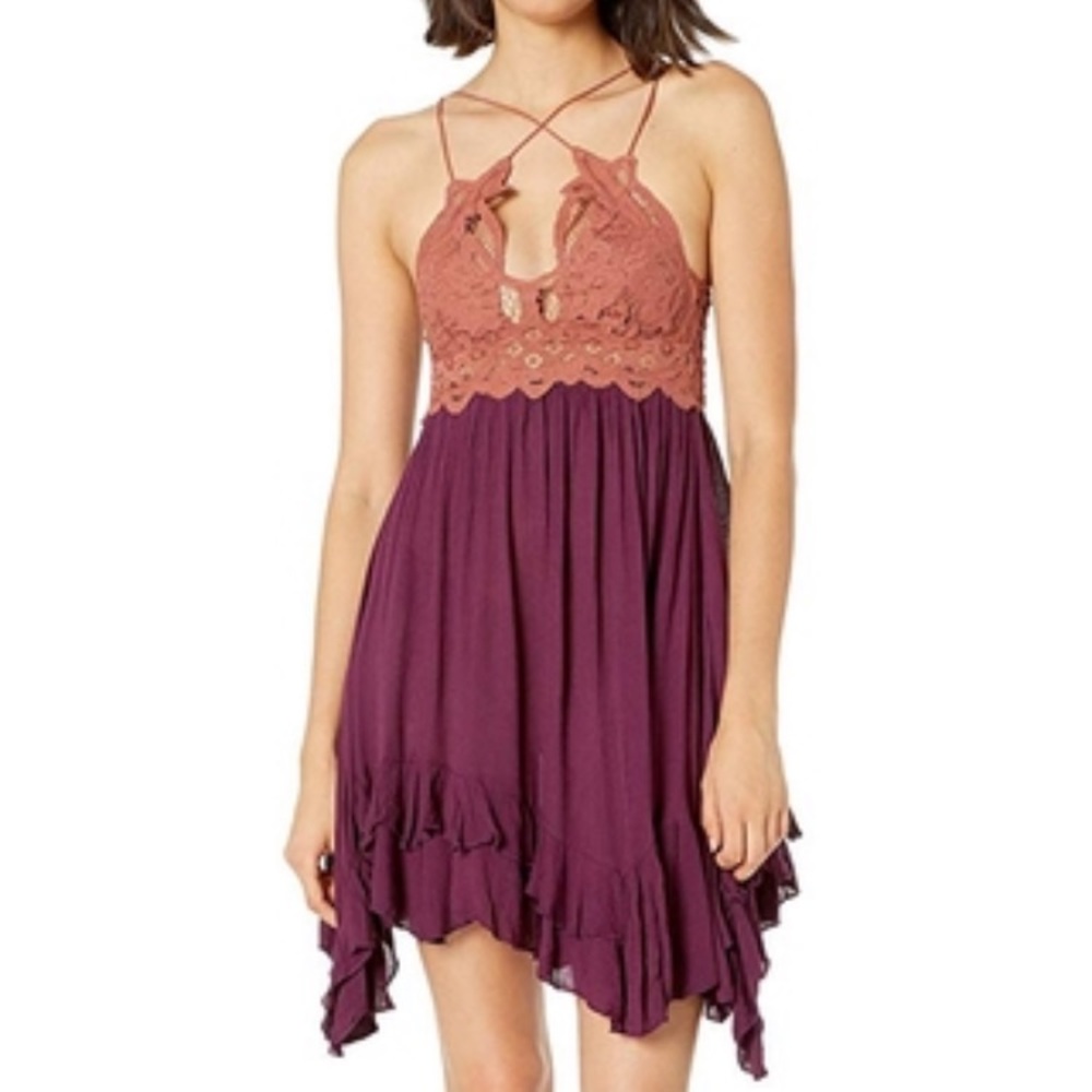 Free People Adella dress copper combo Large